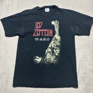 Vintage Led Zeppelin Stairway to Heaven T-Shirt‎ Mens M Black Hanes Heavyweight